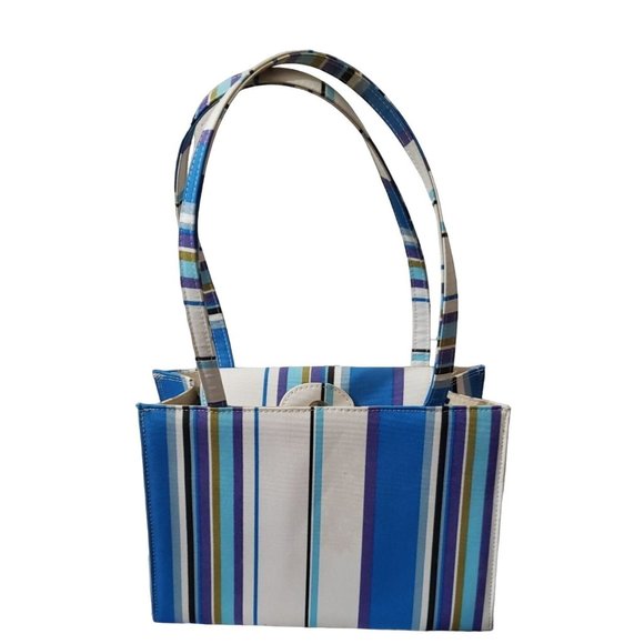 Summer Striped handbag with feet magnetic closure - Picture 1 of 7